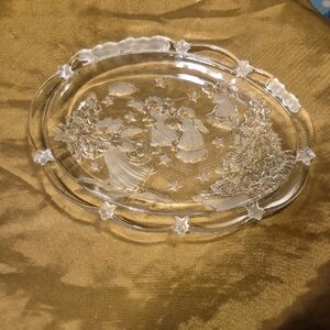 Mikasa Clear Glass Oval Plate with Angel Design